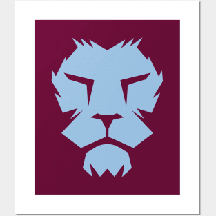 Claret and Blue Lion Face Posters and Art